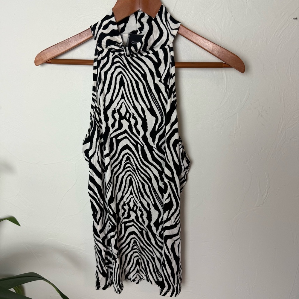 Cliché Zebra Print Sleeveless Cowl Neck Tunic Top – Size M